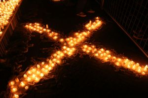 NIGHT VIGIL: Candles lit at the #LeadSAvigil against xenophobia. Photo: Queenin Masuabi